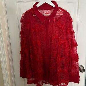 Women’s Isaac Mizrahi RegularAlways Isaac Soutache Floral Lace Tunic 3X GUC